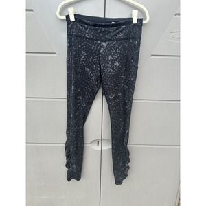 Lululemon Speed Tight III Full-On LuxtremeStar Crushed Coal Black Ruched Sz 8